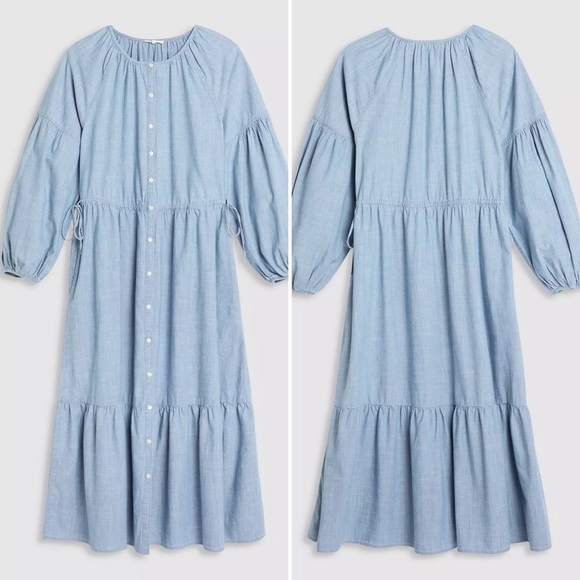 New $70 Levi's Jolene Blue Relaxed Button Down Dress, M - Picture 8 of 11